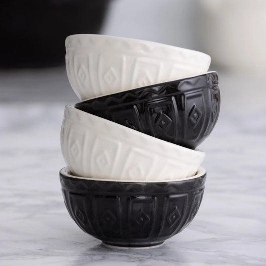 Mason Cash Color Mix Prep Bowls (Set of 4) | Black & Cream