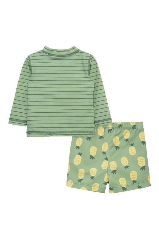 Pineapple Long Sleeve UPF 50+ Two-Piece Rashguard Swimsuit