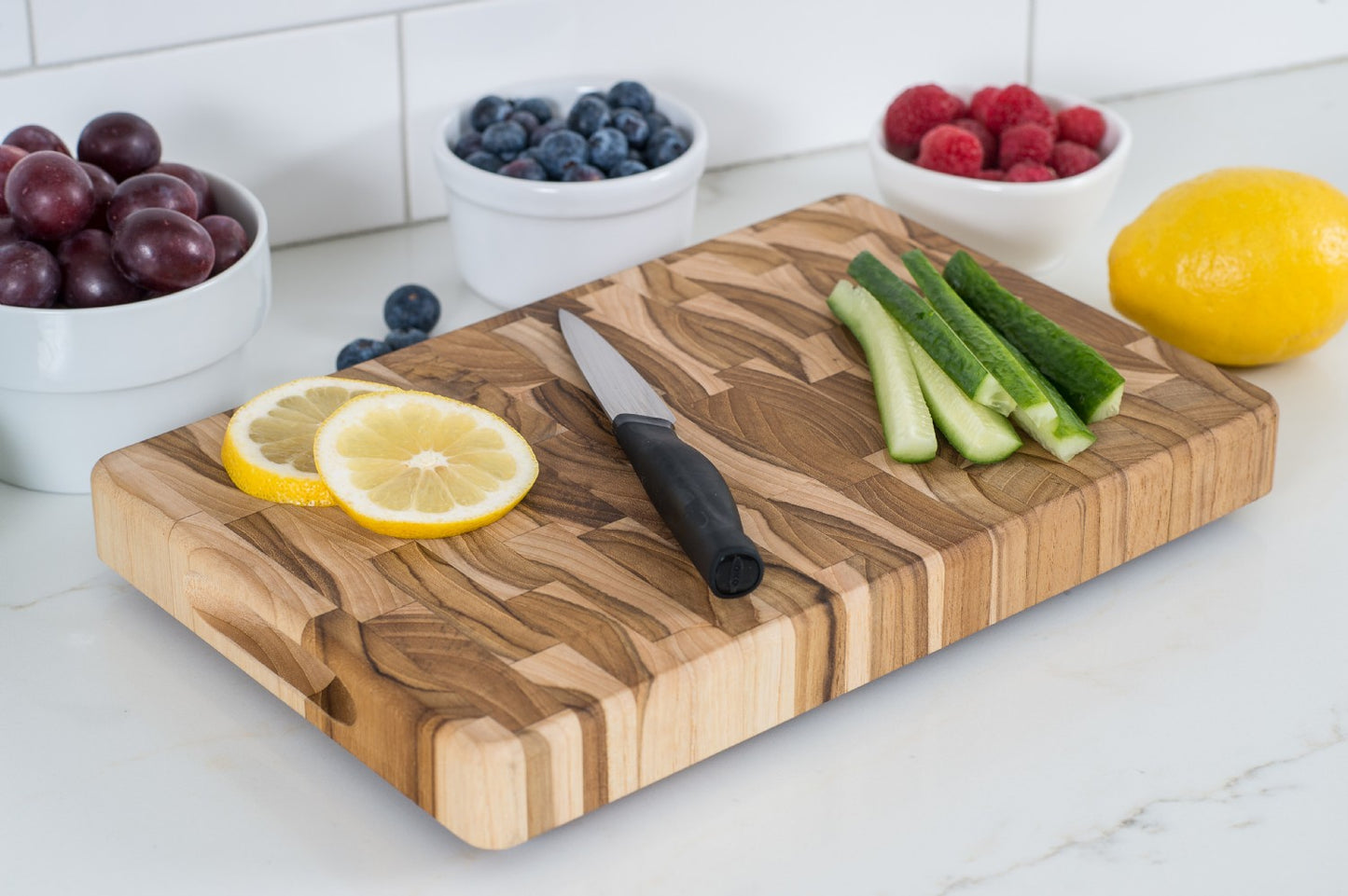 Teak End Grain Chopping Block w/ Feet