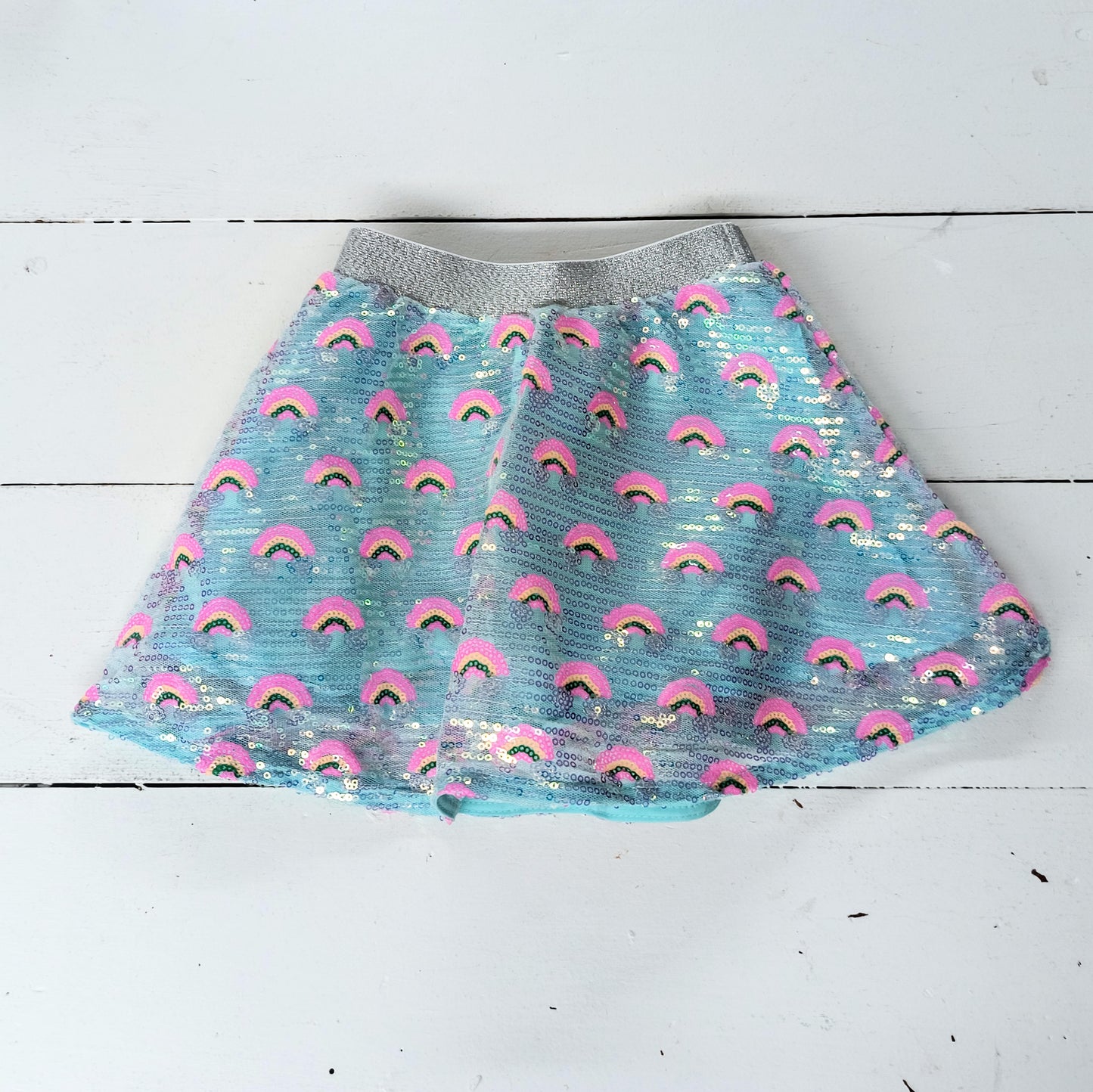 Mint Rainbow Sequin Twirl Skirt