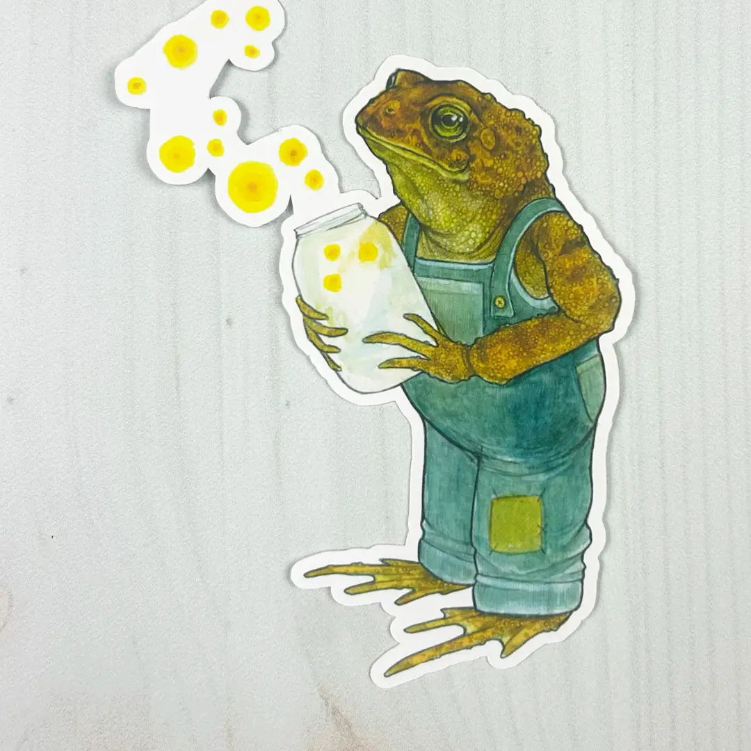 Toad with Firefly Jar Matte Vinyl Sticker