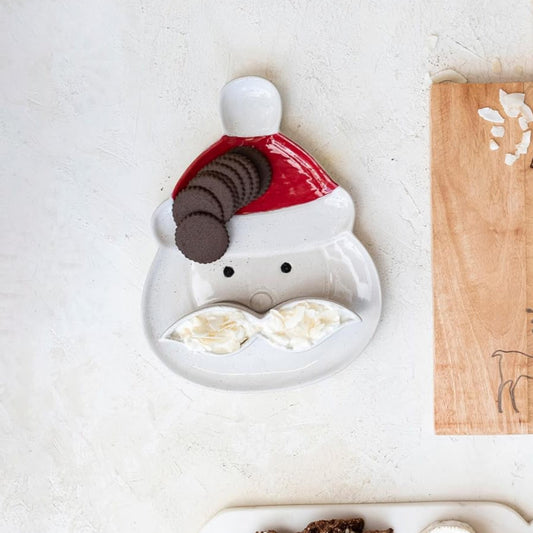 Stoneware Santa Plate /w Mustache Dish