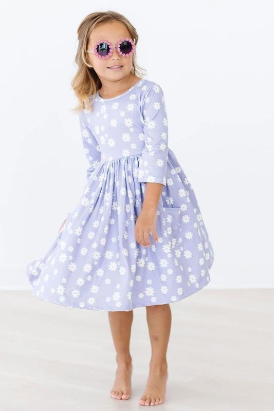 Dinty Daisies 3/4 Sleeve Pocket Twirl Dress