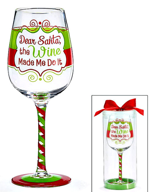 Dear Santa Wine Glass w/ Stem