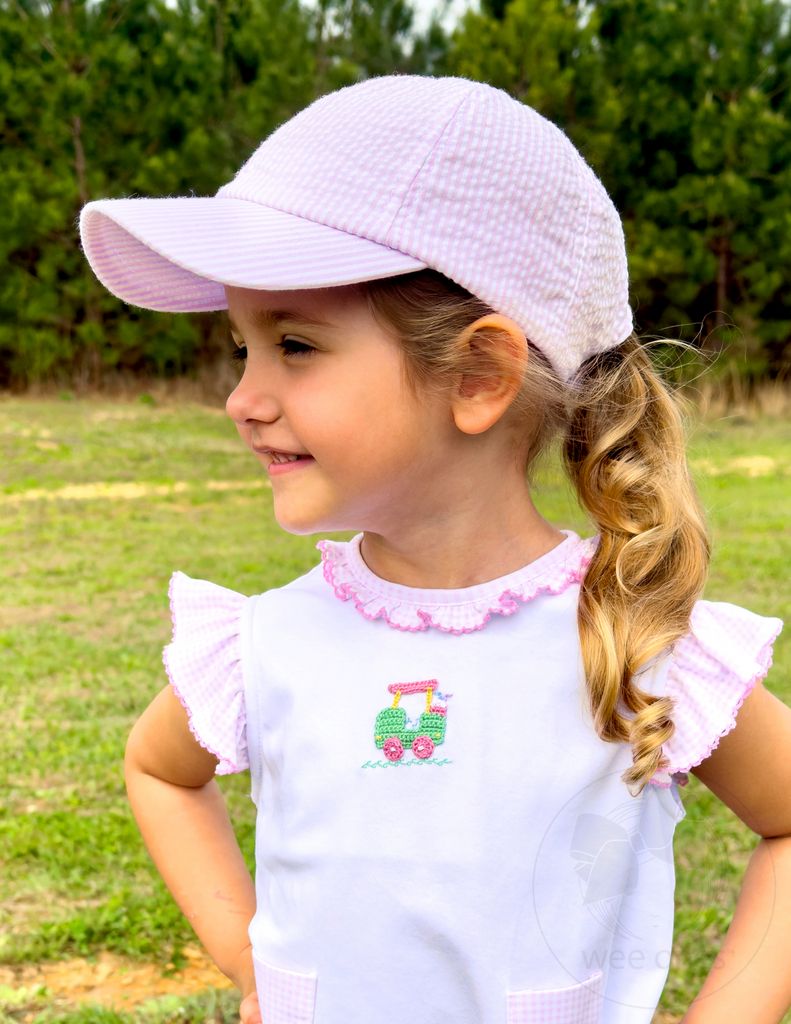 Seersucker Ball Cap Pink