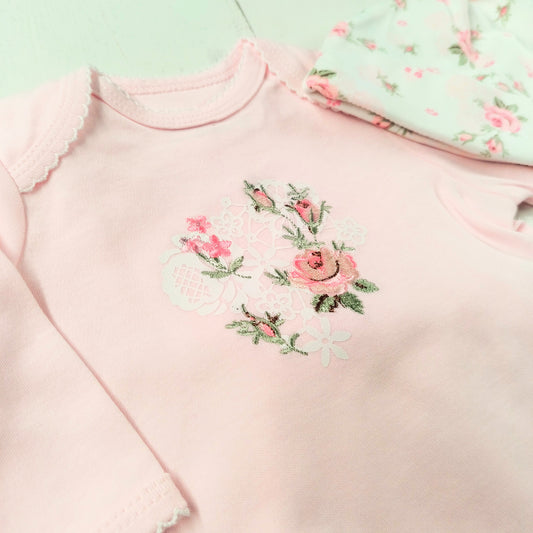 Lace Floral Pants Set w/ Hat