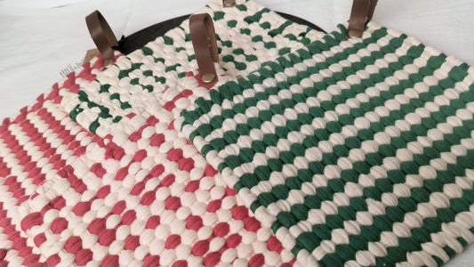 Red & Green Woven Cotton Pot Holder, Assorted