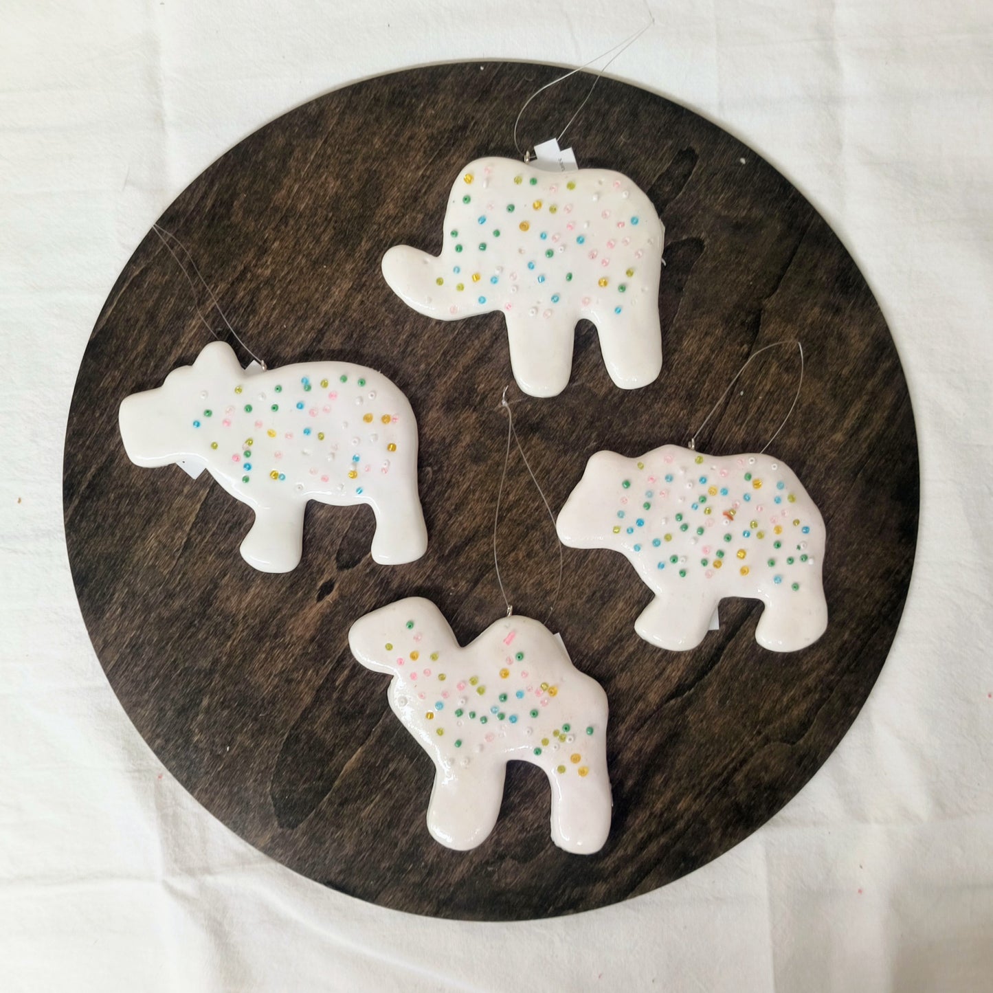 White Clay Dough Animal Cracker Ornament
