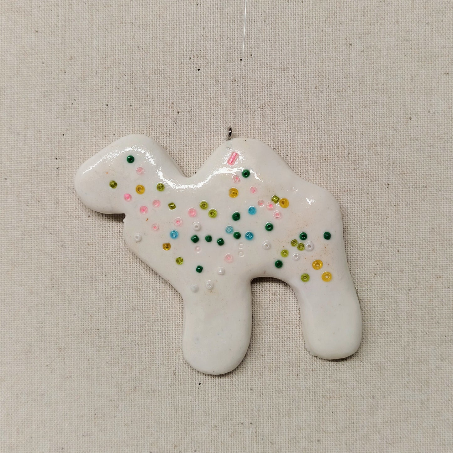 White Clay Dough Animal Cracker Ornament
