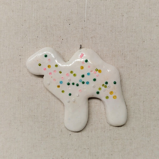 White Clay Dough Animal Cracker Ornament