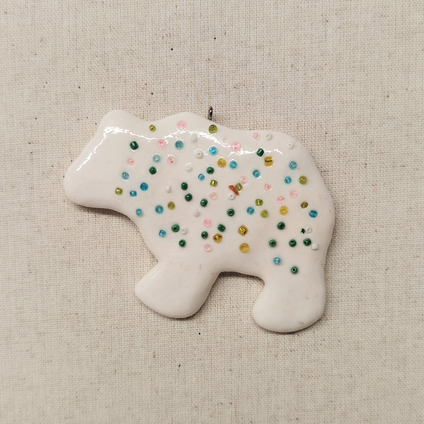 White Clay Dough Animal Cracker Ornament
