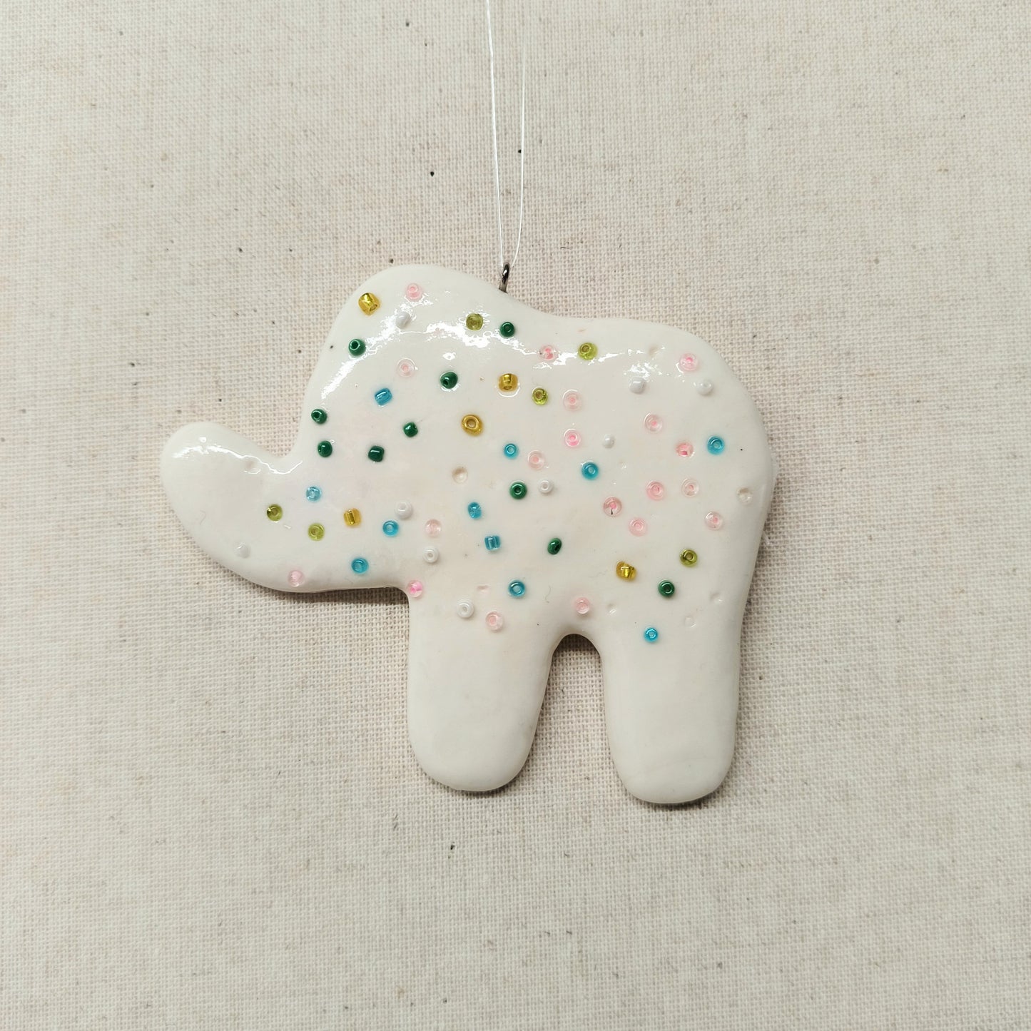 White Clay Dough Animal Cracker Ornament