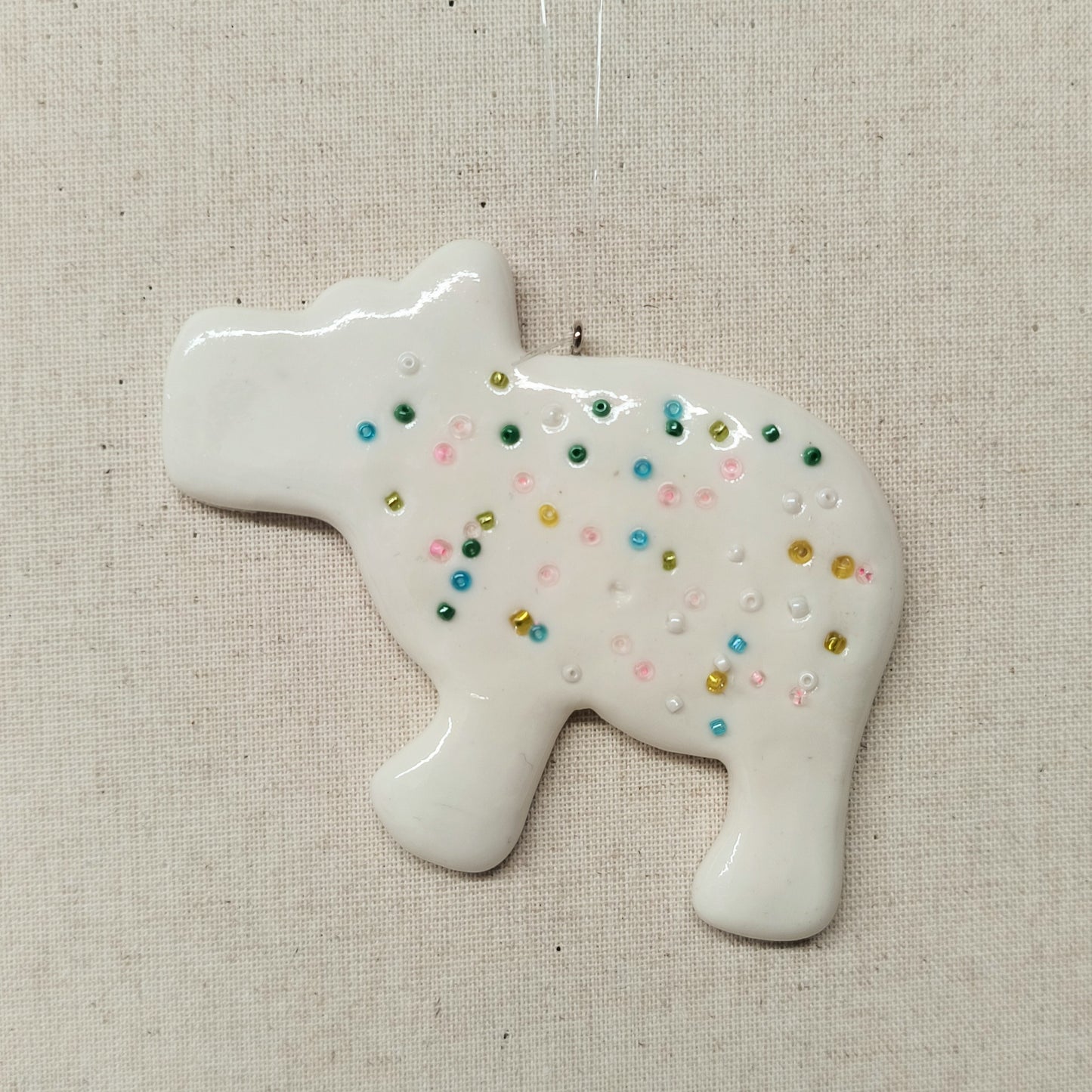White Clay Dough Animal Cracker Ornament