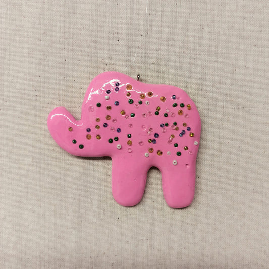 Pink Clay Dough Animal Cracker Ornament