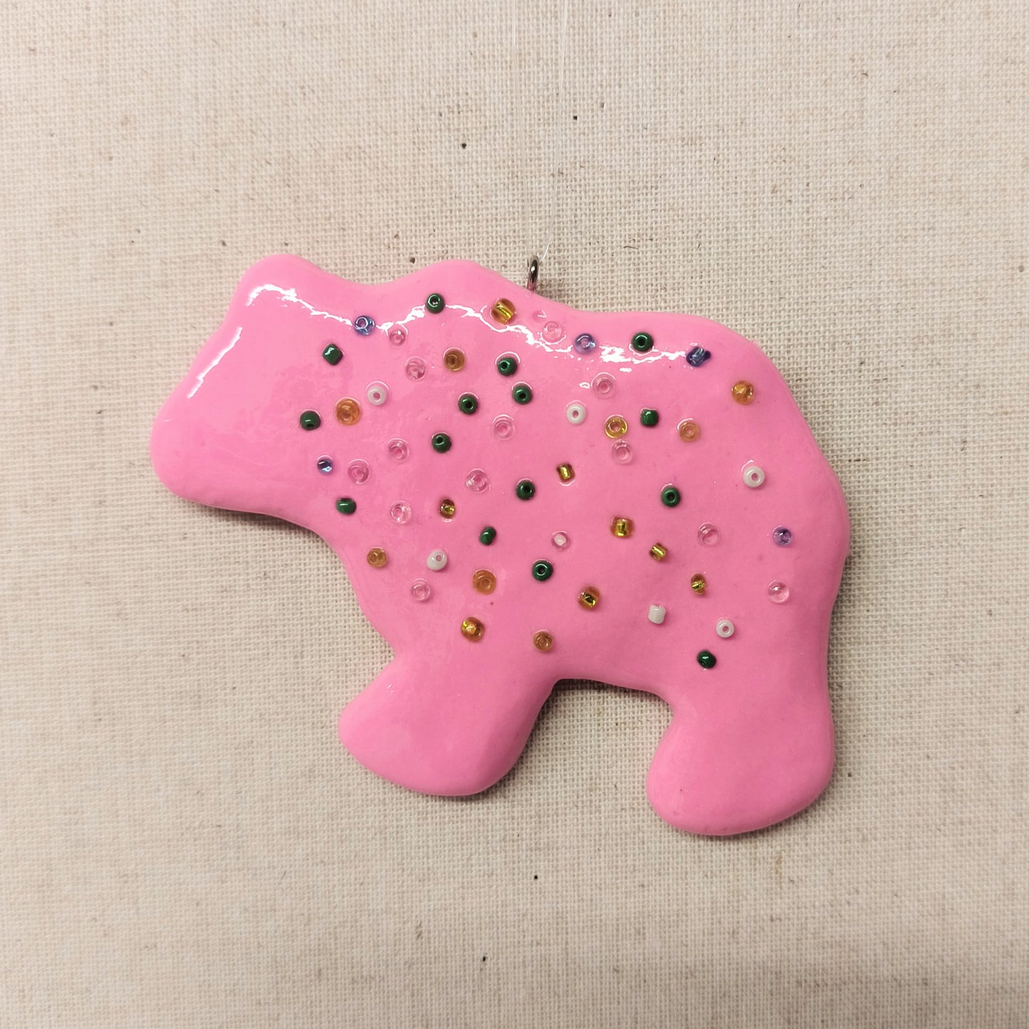 Pink Clay Dough Animal Cracker Ornament