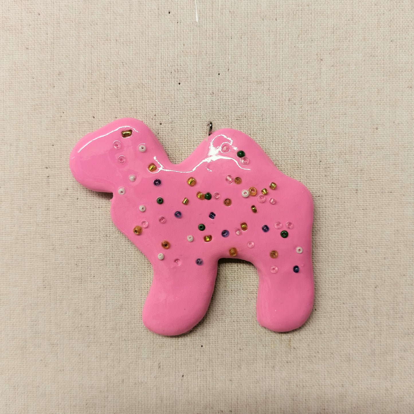 Pink Clay Dough Animal Cracker Ornament
