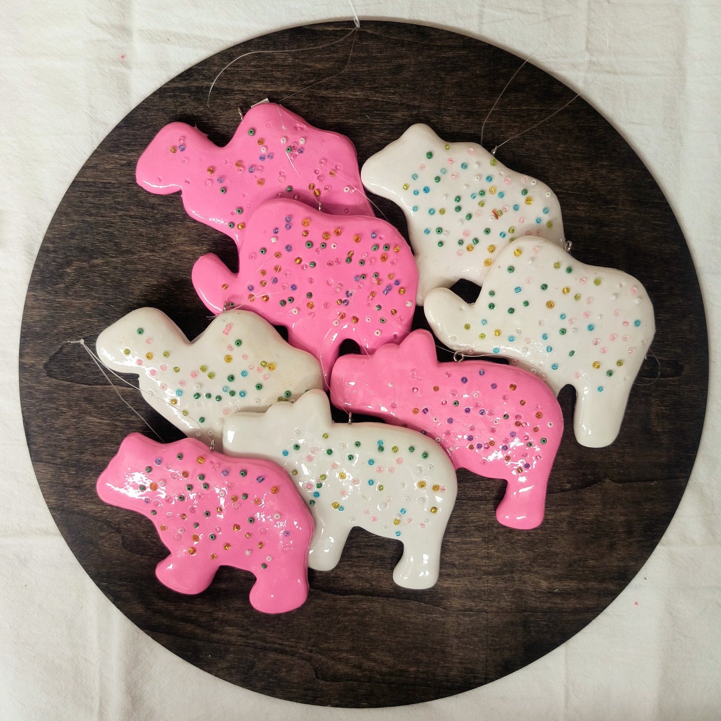 Pink Clay Dough Animal Cracker Ornament