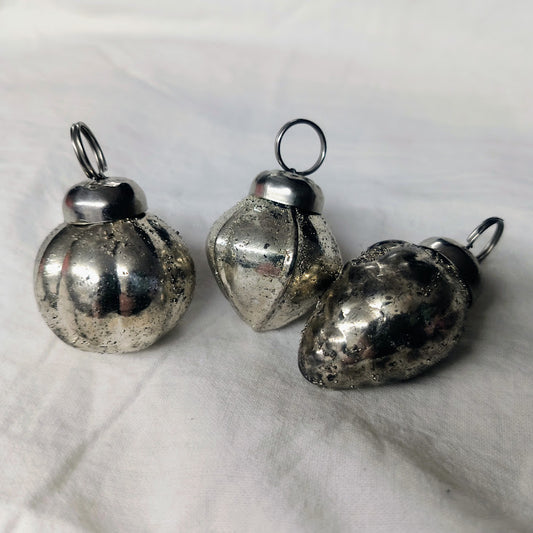 Silver Embossed Glass Mini Ornaments