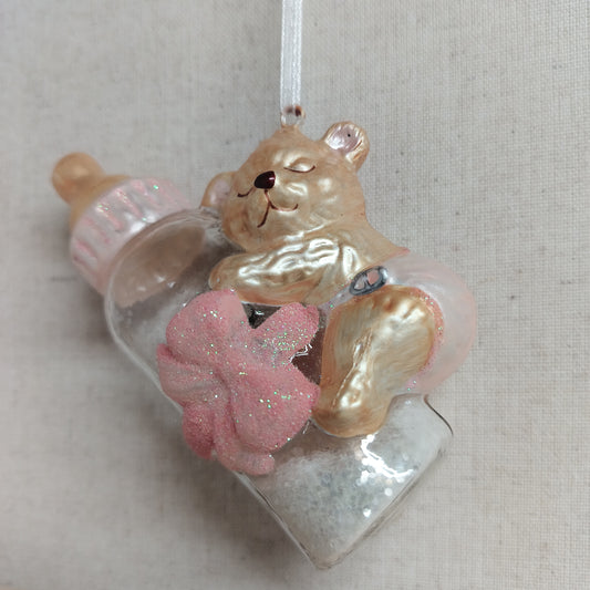 Teddy Bear Baby Bottle Ornament
