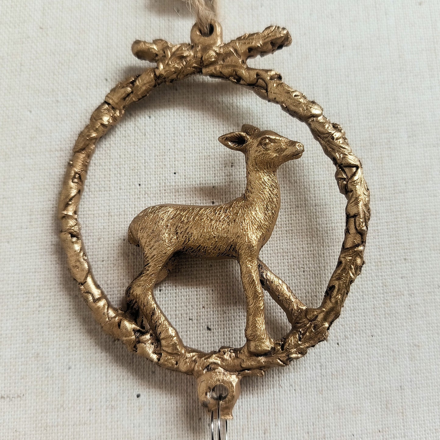 Deer and Holly Wreath Ornament