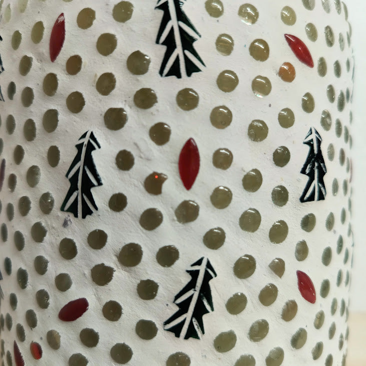 Glass Christmas Mosaic Candle