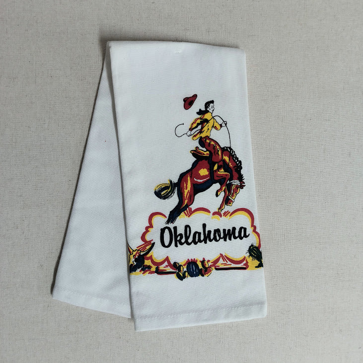 Colorful Oklahoma Cowboy Tea Towel