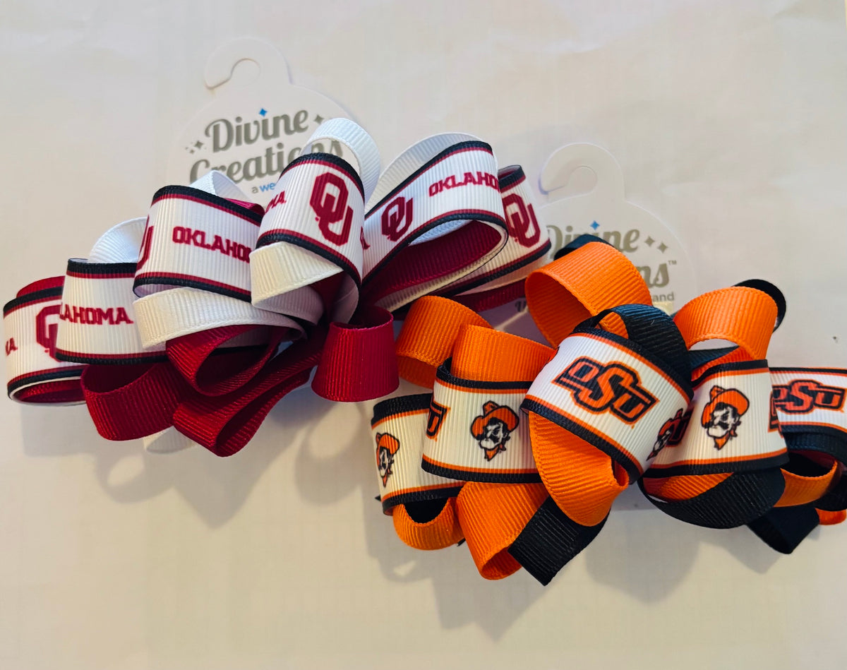 Large 2 Tone College Logo Loop Bow
