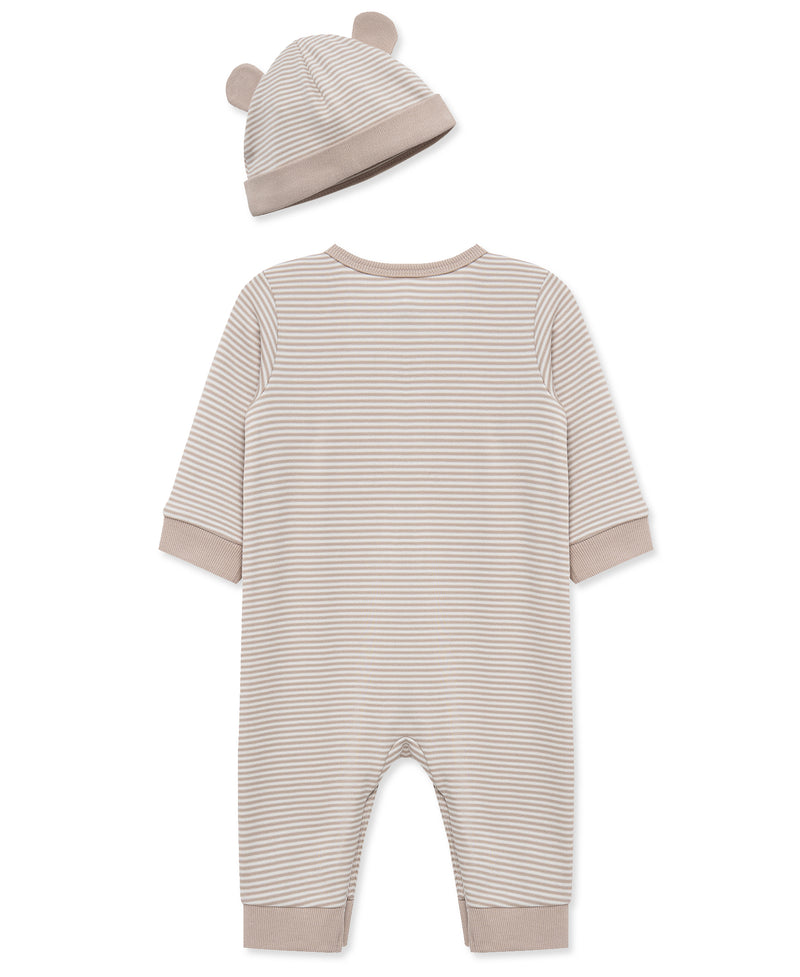 Taupe Striped Coverall & Hat