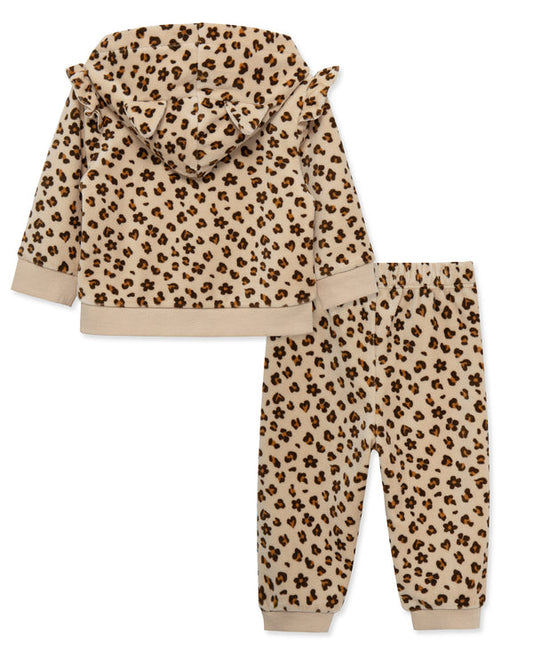 Leopard Velour Hoodie Set