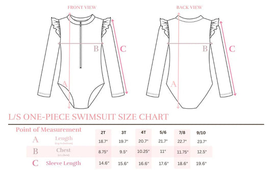 Unicorn Kitties L/S Flutter One-Piece Swimsuit
