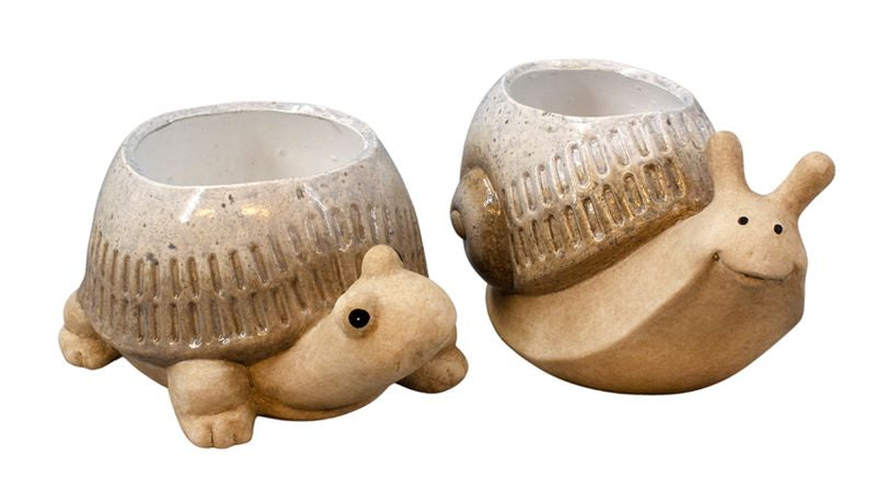 2 Assorted Porcelain Snail and Turtle