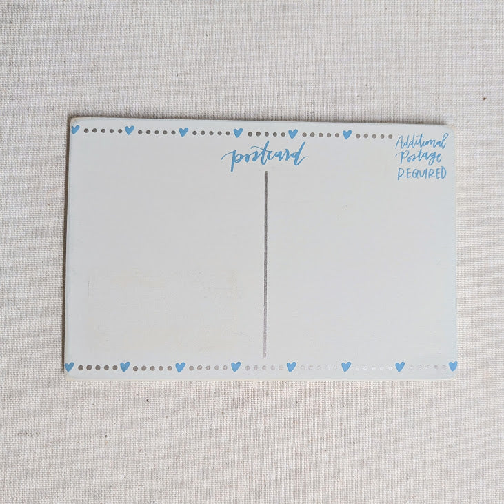 Wooden Postcard - "Hello Little One" Blue