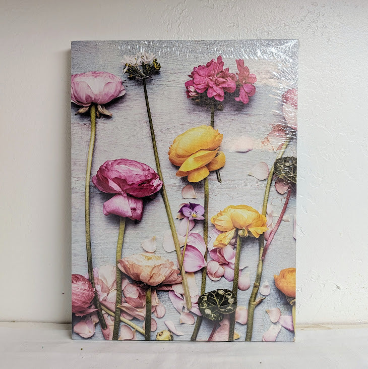 Flower AA lighted print on mounted canvas 15.5 x 12