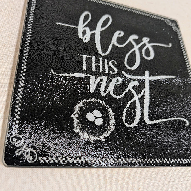 Glass Trivet - Bless This Nest