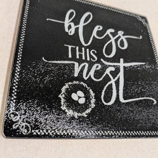 Glass Trivet - Bless This Nest