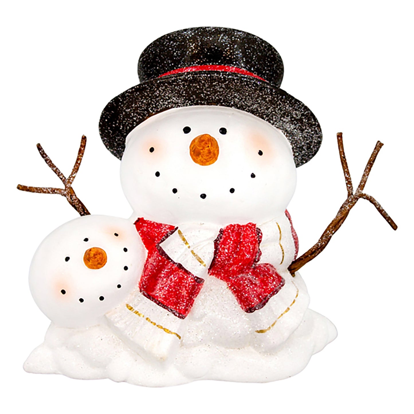 Resin Red Scarf and Top Hat Snowman