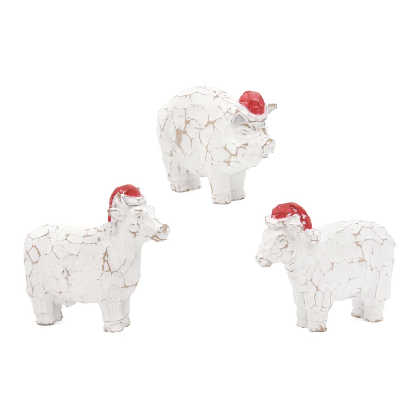 Resin Christmas Pig, Sheep, and Cow