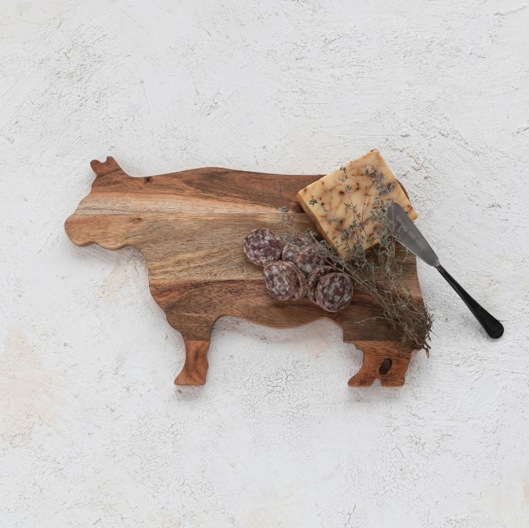 Acacia Wood Cow Shaped Cutting Board