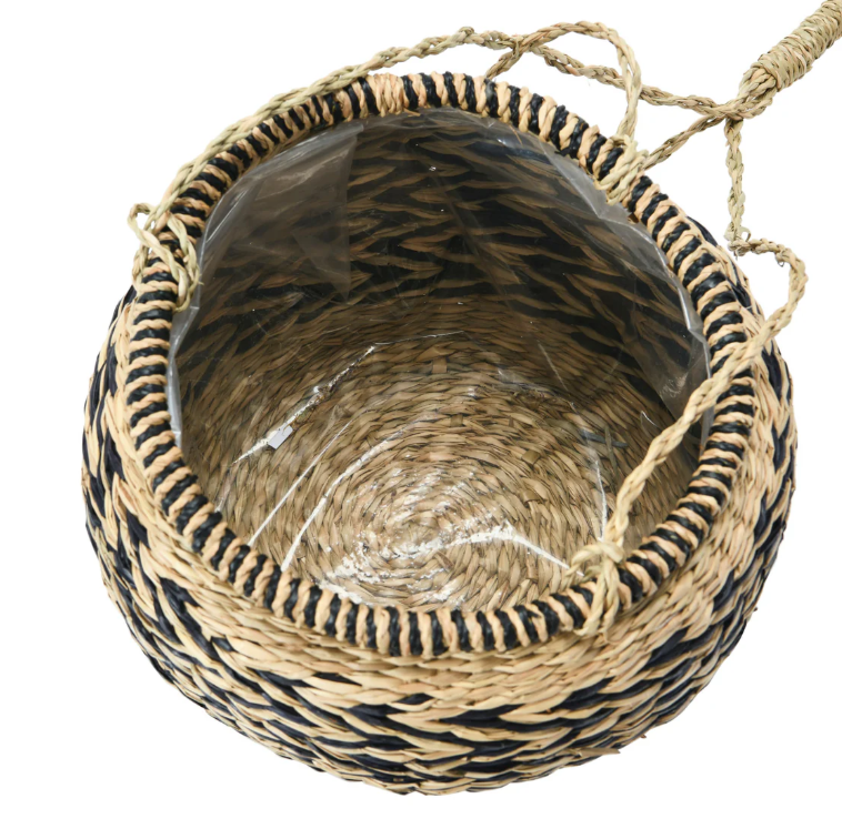 Hand- Woven Hanging Basket Planter w/ Lining
