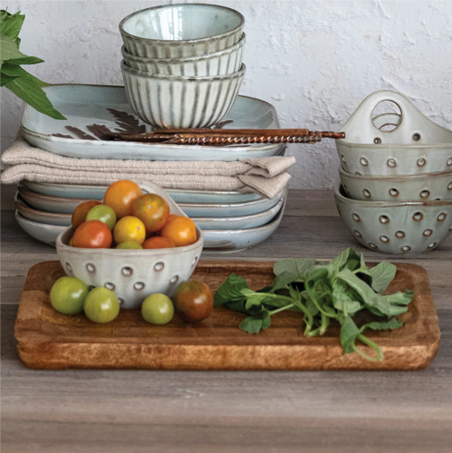 Mango Wood Tray w/ Laser Etched Botanicals