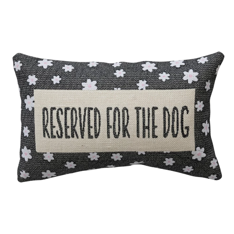Cotton & Jute Embroidered Pillow w/ Flower Pattern