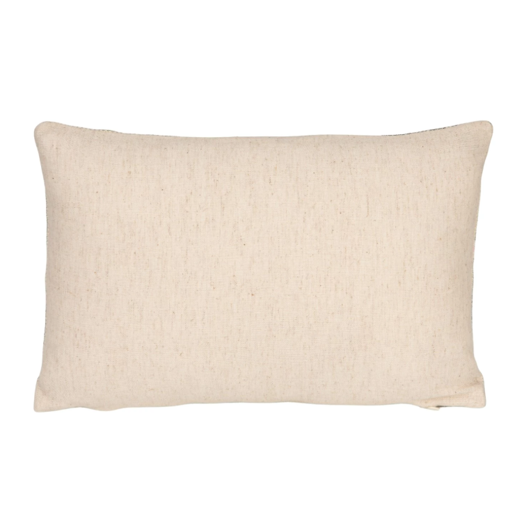 Cotton & Jute Embroidered Pillow w/ Flower Pattern