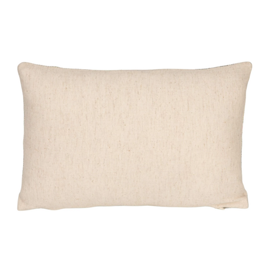 Cotton & Jute Embroidered Pillow w/ Flower Pattern