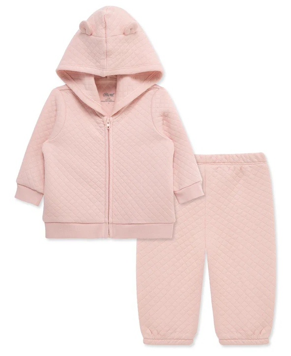 Pink Quilted Hoodie Set