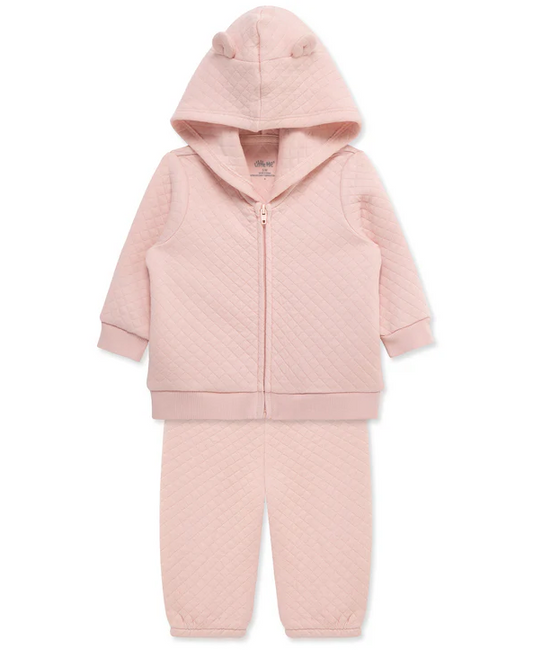 Pink Quilted Hoodie Set