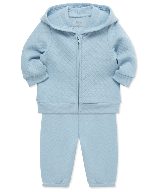 Blue Quilted Hoodie Set