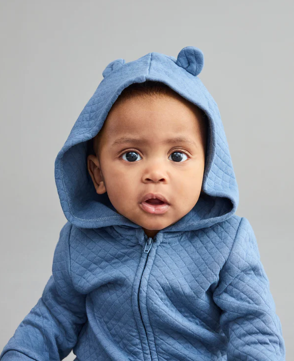 Dark Blue Quilted Hoodie Set
