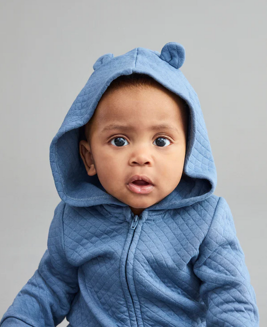 Dark Blue Quilted Hoodie Set