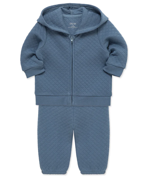 Dark Blue Quilted Hoodie Set