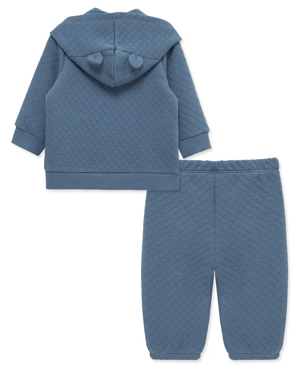 Dark Blue Quilted Hoodie Set